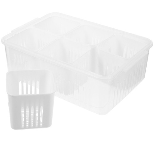 Six-pack Dish Box Fridge Organizer Bin Airtight Food Storage Container