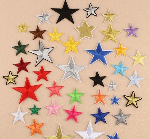 STAR EMBROIDERED FABRIC APPLIQUE SEW IT / IRON ON PATCH BADGE CRAFTS DIY *