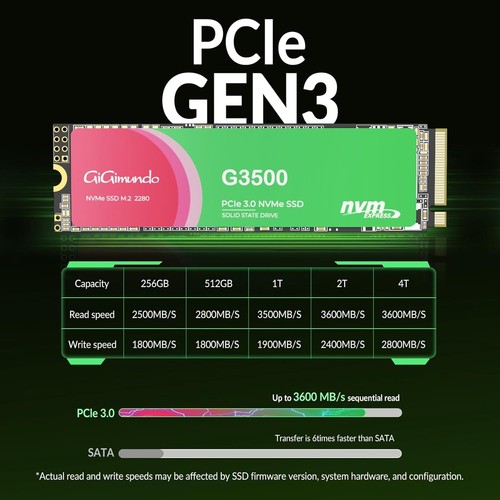 G3500 2TB M.2 PCIe Gen 3.0x4 NVMe SSD 2280 Max 3600MB/s Read for PC Gamers - Picture 2 of 8