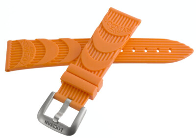 LOCMAN Men's 24MM x 20mm Orange Rubber Silver Buckle Band 