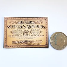 Miniature Witch's Powder Sign for Railroad Dollhouse Picture Mini Wall Art Print