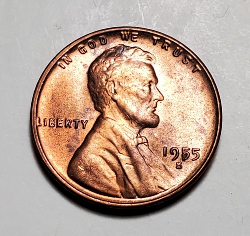 Lincoln Wheat Penny 1955 S sin circular relleno 5 cud error #C6026 - Imagen 1 de 3
