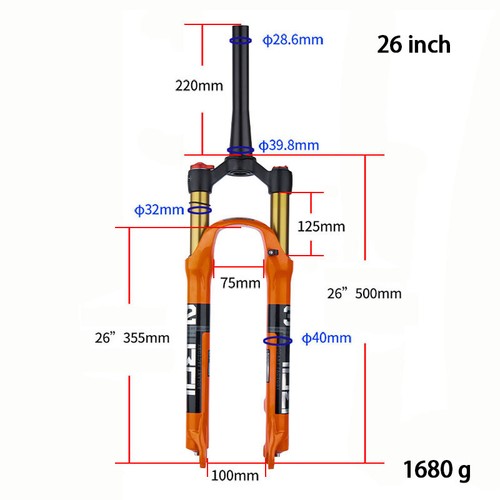 MTB bike fork 120mm travel Air Resilience Suspension Oil Damping Bike Fork - Picture 21 of 26