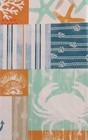 Crabs & Starfish Nautical Patchwork Vinyl Tablecloth w/Zipper Umbrella Hole