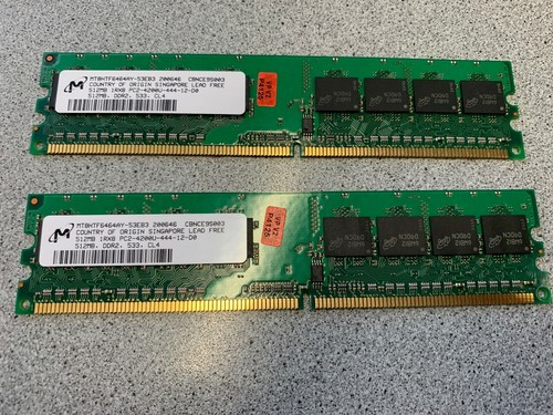 1GB (2 x 512MB) DDR2 RAM Micron PC2-4200U - MT8HTF646AY-53B3