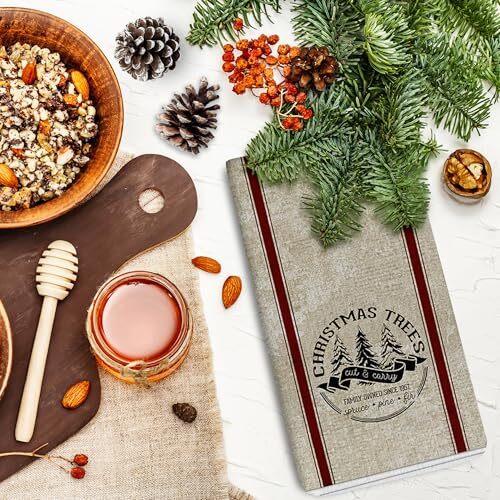 Christmas Elk Trees Kitchen Towels Dish Towels 18 x 26 Inch Xmas Red Stirpes ... - Picture 5 of 6