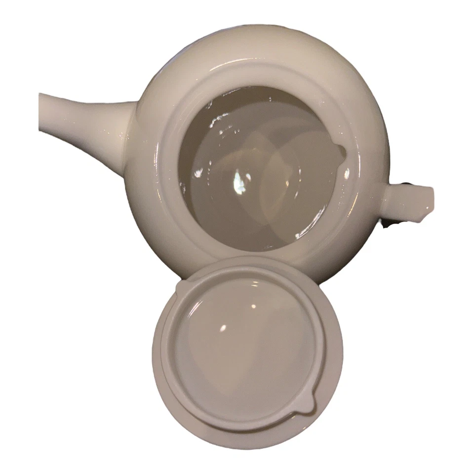 Teapot White Martha Stewart Montmartre Macys Porcelain Leaf Discontinued 5 cup - Image 4 of 4