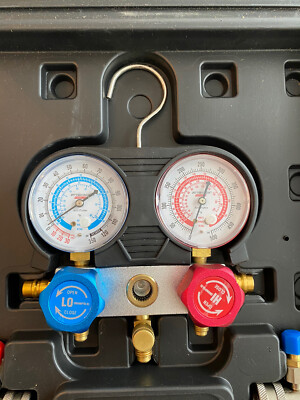 Manifold Koelmiddelmeetset voor R134A, Manifold-kaliber, AC-kit, slang met meter en haak met slanglengte: 1,5 m R134a manometer