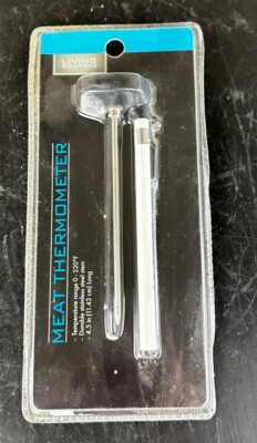 Living Solutions BBQ Meat Thermometer NEW Stainless steel Stem. Easy Dial