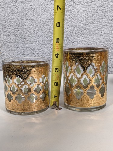 Set 12 Bicchieri Culver Valencia Oro 22K e Verde Cocktail Highball Lowball MCM - Foto 4 di 5
