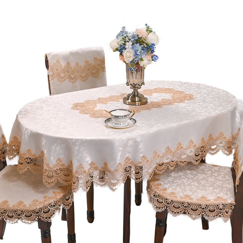 Vintage Embroidered Lace Floral Tablecloth Oval Dining Table Cloth Cover Doily - Picture 21 of 32
