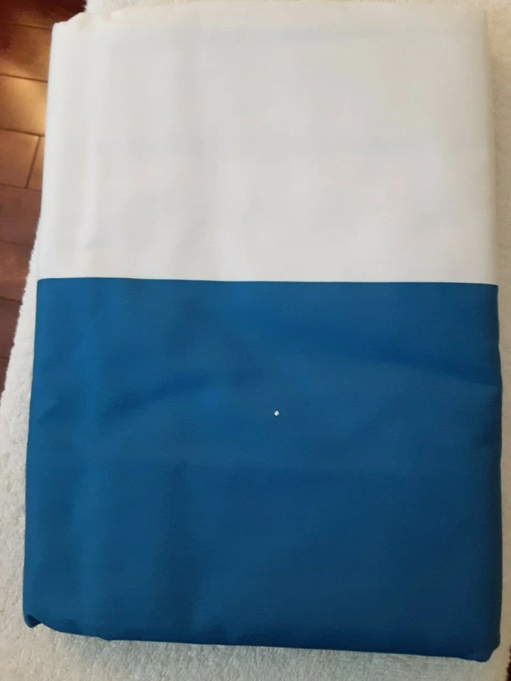 Eclipse Peabody Curtain Panel Blue White Stripe 63in x 42in - Image 3 of 3