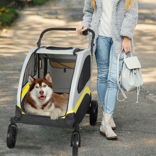 Ultra Portable Dog Stroller Pet Pushchair Pram on Wheel Hitch Animal Kennel Cart - Picture 45 of 45