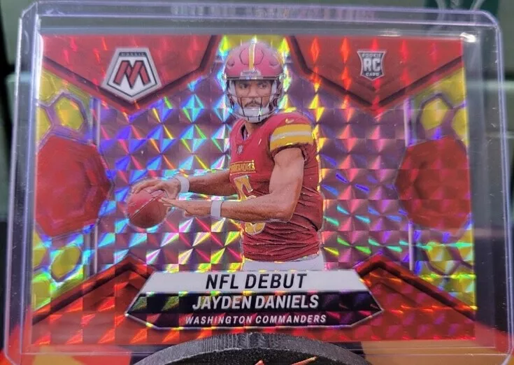 2024 Mosaic Jayden Daniels NFL Debut Choice Red & Yellow /80 ROOKIE Color Match