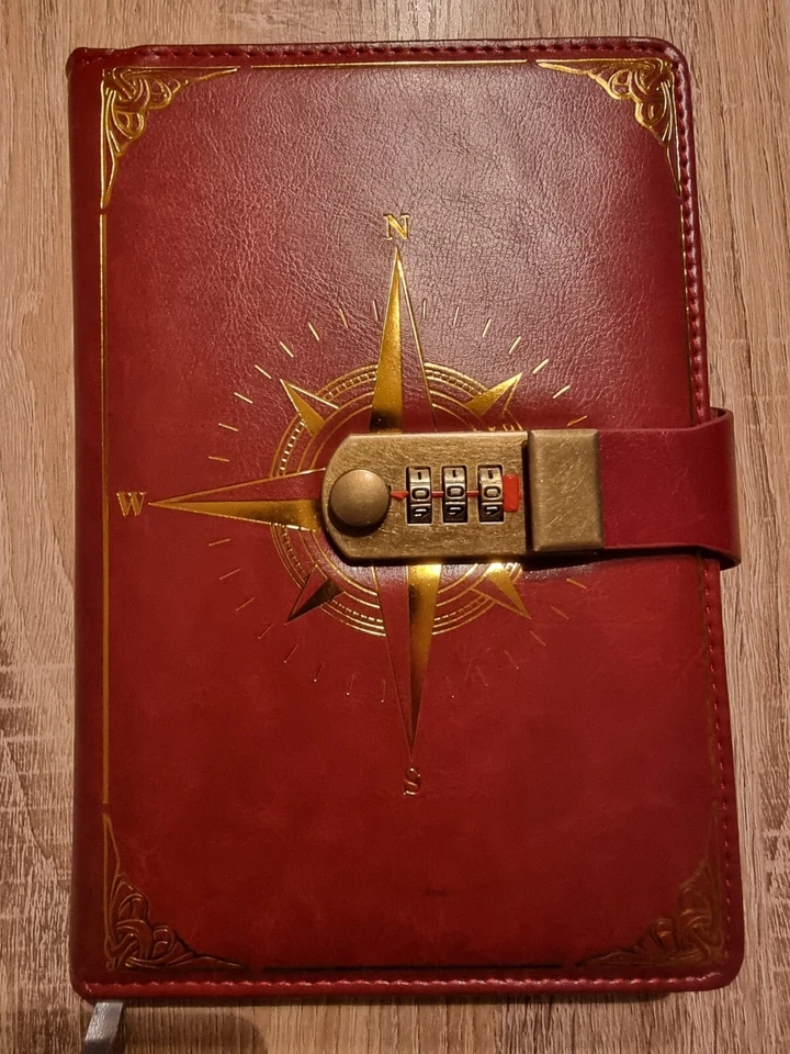 Notizbuch, Tagebuch mit Schloss, liniert, Journal A5, braun schwarz grün rot neu - Bild 3 von 4