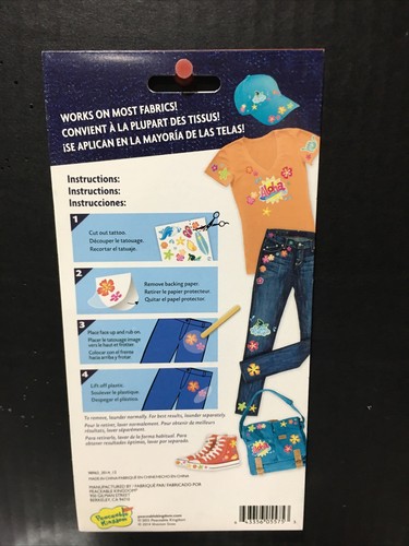 Jean Tats Aloha Wash Off Temporary Clothes Rub On Tattoos 25 Pc New - Picture 2 of 2