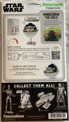 Metal Earth Mandalorian The Child serie metallo terra sigillato nuovo - Foto 2 di 2