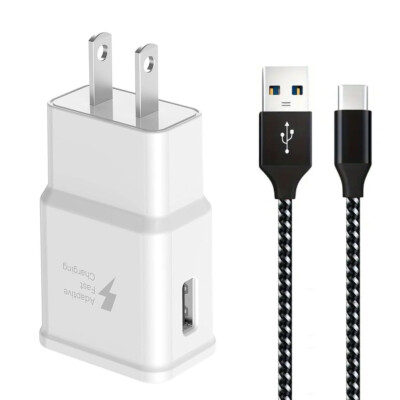 Adaptive Fast Charging Type C Cable + Wall/Travel Charger Adapter USB-C Cord 