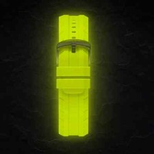 Luminous Silicone Watch Strap 24mm, Glows in the Dark Silver Buckle -Yellow Band