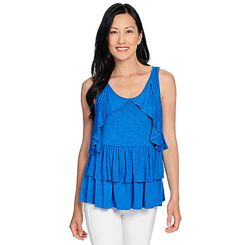 Kensie Damen XL Saphir ärmellos doppelte Rüschen ärmelloses Top Neu mit Etikett - Bild 1 von 5