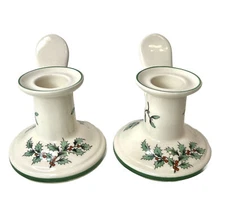 2 Spode Holly Mistletoe Candlestick Holders S3324-K  3” Dia NEW