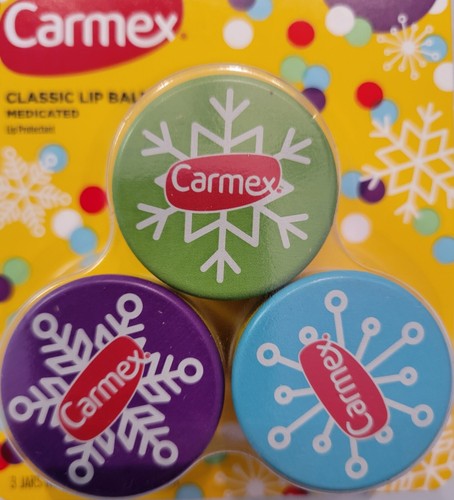 2 frascos de bálsamo labial medicados Carmex .25 OZ Ea edición limitada copo de nieve lote de 2 - Imagen 8 de 10