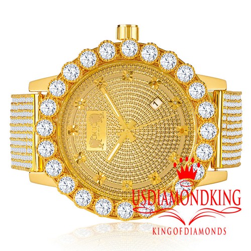 Real Genuine Diamonds Mens Stainless Steel Gold Tone Chronograph Watch Solitaire - 第 1/6 張圖片