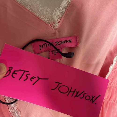 NWT betsey Johnson boudoir tie back midi dress in pink size 4 - Picture 10 of 11