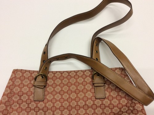 Nine West Shoulder Purse Red Canvas & Tan Trim W/Matching Wallet EUC P3 - Picture 3 of 7