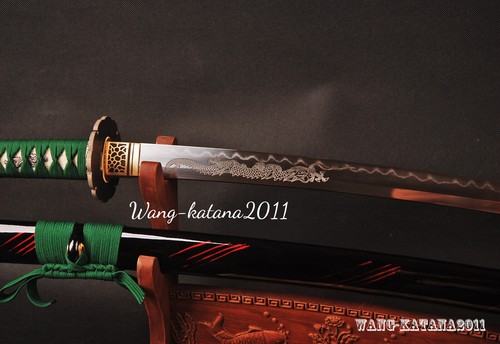 Auténtico Grabado Dragón Espada Japonés Templado Arcilla Katana Templado T10 - Imagen 4 de 15