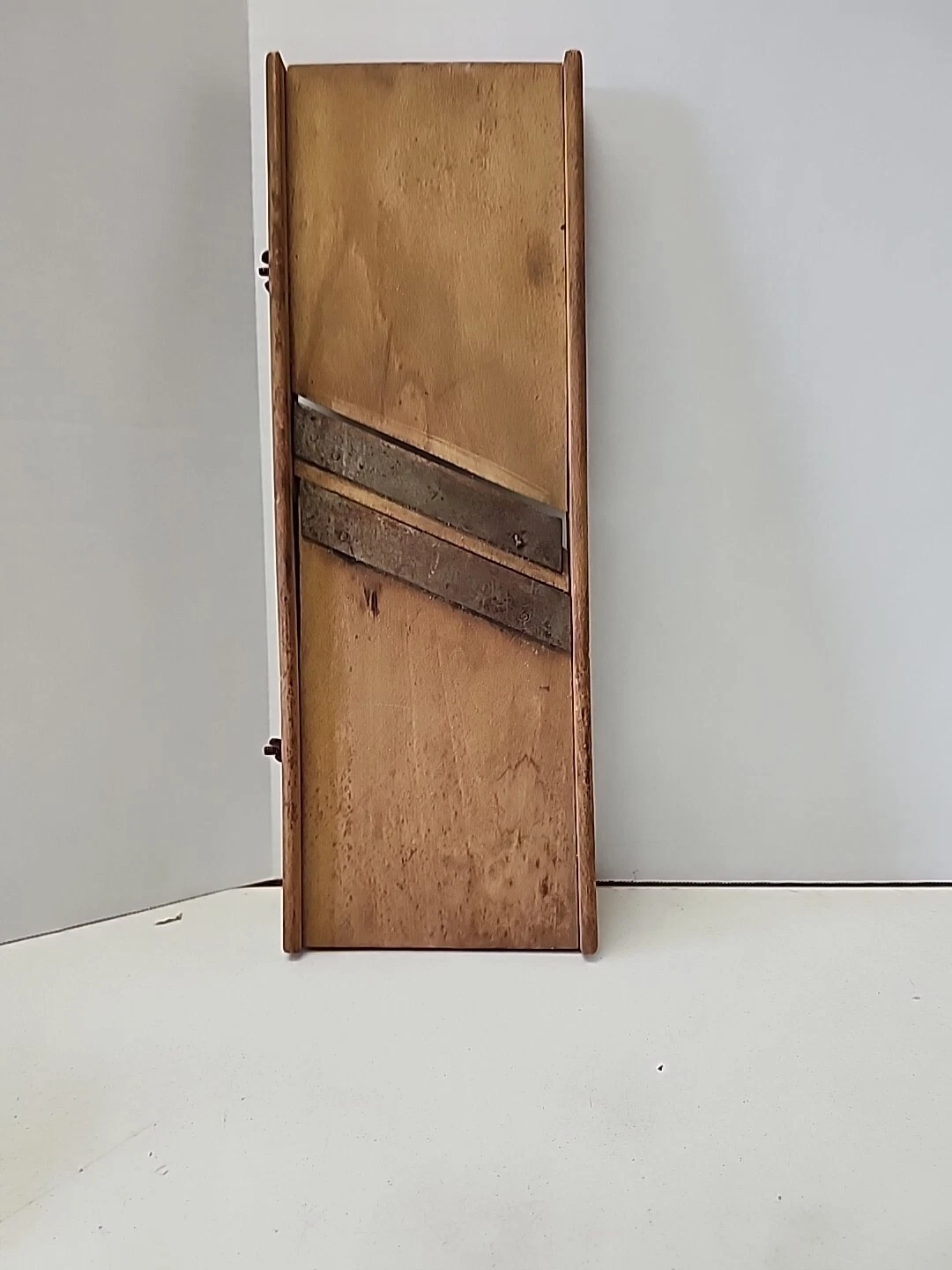 Antique Vintage 17x5 Wood Cutter Slicer Board 2 Blade Mandolin Vegetable Cutter