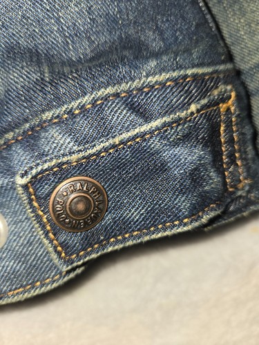 Polo Ralph Lauren amerikanische Flagge Patch Fleece Denim Trucker Jeansjacke 3XB 3X - Bild 5 von 7