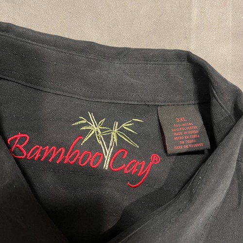 Vintage Bamboo Cay Shirt Mens 3XL Black Hawaiian Floral Embroidered Camp - Picture 7 of 9
