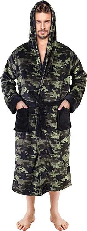 Bathrobe For Men Fleece Hooded - Plush Long Bathrobes Ultra-Soft NY Threads - Image 3 of 4