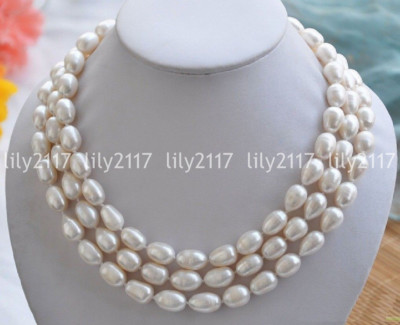 Rows huge 11-13mm natural south sea baroque white pearl necklace