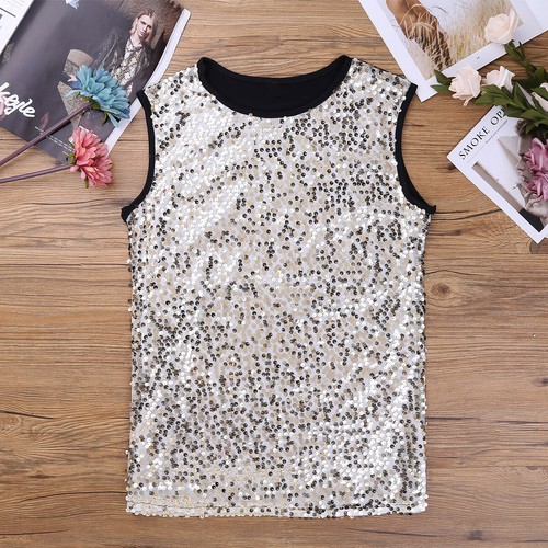 Mens Shiny Sparkly Sequined Muscle Tank Top Sleeveless Vest Party Shirt Clubwear - Bild 32 von 40