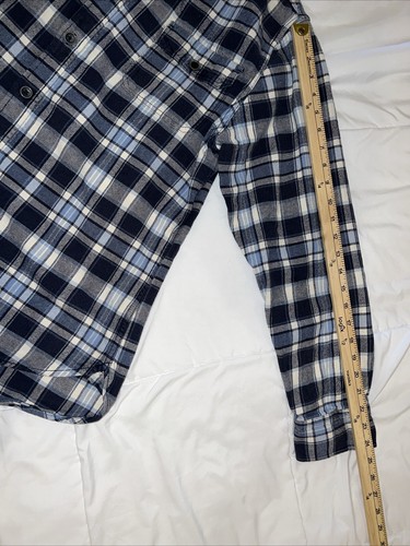Jachs Heavyweight Blue Plaid Flannel Shirt Button Mens Large Tall Cabin Western - Picture 12 of 15