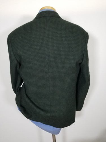 Chaqueta Blazer Abrigo Deportivo Vintage 40R Doble Pecho Cazador Verde Dorado Tweed - Imagen 4 de 7