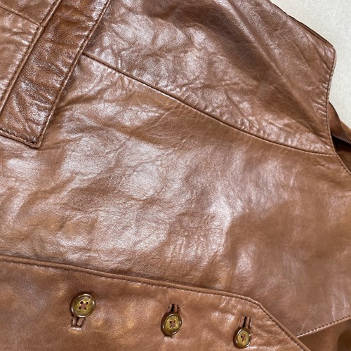 Berman's The Leather Lambskin Vest Men's 42 Brown Lined Pockets Button Front - Picture 6 of 14
