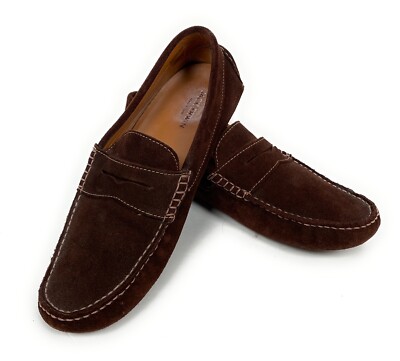 Jack Erwin Penny Driving Loafer Men Shoes Suede Brown Size 7D - Main Image