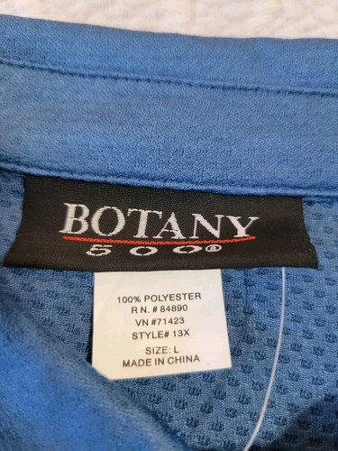 New Botany 500 Large Mesh Button Down Shirt Long Sleeve Blue - Picture 6 of 9