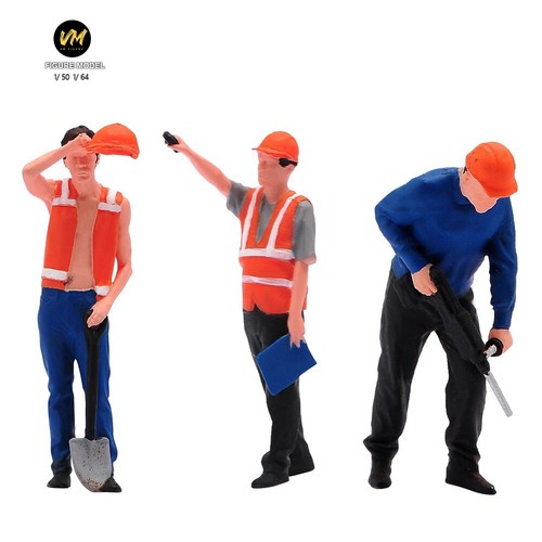 1/50 1/64 6Pcs Miniature Figure Construction Worker Man Scene Dolls For Car Toys - Picture 25 of 36