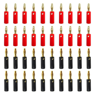 40PCS 4mm Gold Plated Banana Plugs Audio Jack Speaker Wire Cable Screw Connector