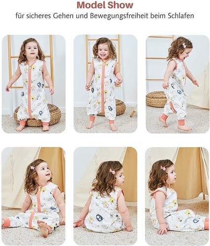 Baby Sommer Schlafsack mit Füßen 0.5 Tog Kinder Dünn Schlafsäcke mit Beinen - Bild 29 von 42