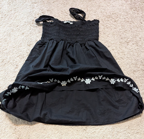 Janie And Jack Emily Sundress Girls Sz 12 Smocked Black Cotton Embroidered - Picture 4 of 9