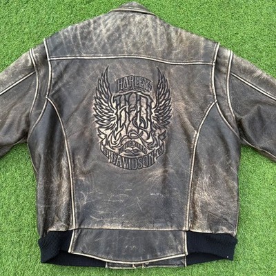 Harley Davidson Lederjacke XL 90er D-Pocket Distressed Original Vintage Retro