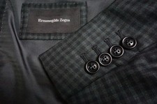 Ermenegildo Zegna Milano Wool Green Gingham Plaid Sport Coat Jacket Sz 44R