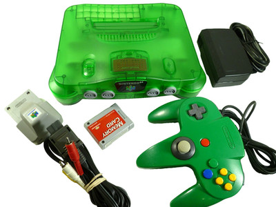 Nintendo 64 Funtastic Jungle Green Controller Expansion - Oem cord Rumble Bundle