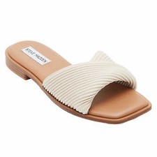 Steve Madden Ladies' Size 8.5 Textured Slide Sandal, Beige, New in Box