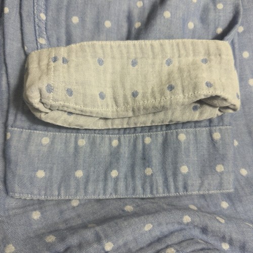 Camicia Chico's 3 XL con bottoni 100% cotone garza blu bianco a pois manica 3/4 - Foto 6 di 12